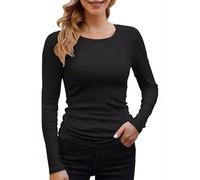 White lo Neck Jumper Women Womens Ribbed Long Sleeve Crewneck Casual Slim Basic Shirts Knit Tops White Long Sleeve Shirts Tops for Women Basic Round Seck Solid Color Long Oversized Xmas Jumper