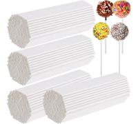 White Lollipop Sticks, 400 Count 6 Inch Reusable Cake Pop Sticks, Plastic Cake Lollipop Stick for Candy Making Accessories