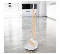 (White) Long Handled Bamboo Floor Pan & Broom Sweeper 73cm