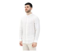 White Long Sleeve Linen Shirt, male, Armani Exchange, Casual Shirts, White, 2XL, Shirts 2XL
