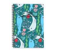 White Long-Snouted Sea Animals 2026 Planner Diary A5 To Do List Notebook 2026 Notepad Planner for Women Diary Journal for Christian Week To View Monthly Year with Dotted Line Note Page Slim