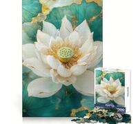 White Lotus Flower Kintsug 1000 Piece Jigsaw Puzzles for Teenagers Logical Skill Leisurely Pursuit Precise Join Fine Xmas Gift (38x52cm)