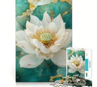 White Lotus Flower Kintsug Jigsaw for Adults 1000 Pieces Brain Memory Game Laser Cut for Flawless Fit Unique Gift for Stress Relief (50x75cm)