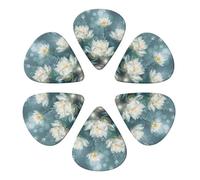 White Lotus Flowers Printed Guitar Picks -6 Pcs Guitar Picks Plectrum,Guitar Accessories,Electric Guitar Pick, Bass & Ukulele 0.71mm