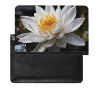 White Lotus Passport Holder Passport Cover Protector Essentials with Credit Card Slots for Women Men