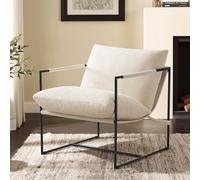 (WHITE) Lounge Metal Frame Chair w/ Ergonomic Cushion LUCA