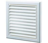 White Louvre Vent Cover with Integrated Fly Mesh - 155mm Square Frame with 100mm (4 inch) Circular Spigot