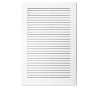 White Louvred Wall Vent Grille with Flyscreen and Screw Caps, 150 x 310 mm, Air Ventilation Duct Cover with Anti-Insect Mesh and Flat Back, Tough and Durable ABS Plastic