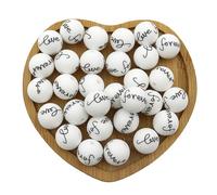 White Love Forever Silicone Beads - 30Pcs Elegant Script Printed Round Focal Beads for DIY Beadable Pens, 15mm Romantic Valentine Wedding Anniversary Theme Charm Beads for Keychains Jewelry Making