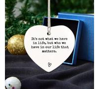 White Love Heart Ceramic Hanging: Best Friend Ornament Friendship Gifts for Women Heart Shaped Holiday Plaque Crafts Porcelain Encouragement Gifts