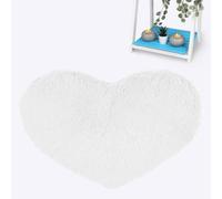 (White) Love Heart Rugs Soft Fur Bedroom Floor Carpet Cuddles Mats