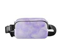 White Lovely Bunny Paradise Cartoon Fashion Waist Pack Crossbody Bag for Men Women Waterproof Belt Bag Travel Wallet with Adjustable Strap for Shopping Sports Work, Purple Lavender Liquid Watercolor