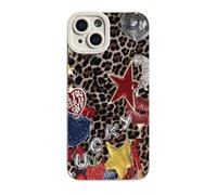 White Lucky Red Star Leopard Cheetah Cat Womens TPU Custom Compatible With iPhone 7 7S 8 SE 2020 X XR XS 11 12 13 14 15 16 16E Pro Max Plus Mini Bumper Case Design Personalised Name Cover Silicone