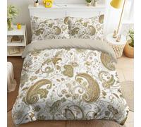 White Luxury Bedding Sets Duvet Cover Olive Green & Brown Paisley Soft, Fluffy, Breathable, No Ball, Illustration Traditional Bedding Classic Elegant Vintage Duvet Cover 230 x 230 for Boys & Girls