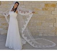 White Lvory Cathedral Veil, Embroidered Edge Veil, Spanish Wedding Veil, Bridal Catholic Lace Veil Length 118 In Wedding (Color : Ivory, Item Length : 300cm)