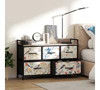 (White||m) HOMCOM Chest of Drawers, Fabric Dresser with Open Shelf