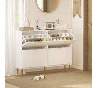 (White||M) HOMCOM Slim Shoe Storage Cabinet with Flip Drawers for Hallway