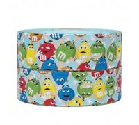 White M&M Chocolate 2m x 22mm wide for Personalised Birthday Cake Decoration Ribbon & Decorating Ideas for Present Gift Wrap Bows Toppers or Wrapping for Bags Box Balloon String Cards Art Craft