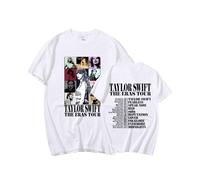 (white, M) Round Neck T-Shirt with Taylor Swift Print, American Hip-Hop Street Style Cotton Short Sleeve