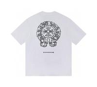(white, M) W344 Chrome Hearts 2025 Summer New High Quality Cotton Round Neck Loose Large Size Men's And Women's T-shirt Couple T-shirt