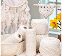 White Macrame Cord 1-10mm Natural Cotton Cord,3-Strand Twisted Macrame Cotton Rope for Wall Hanging,DIY Crafts,Plant Hangers,Knotting Projects (1mm x 100m)
