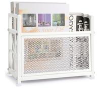 White Magazine Holder, Metal Magazine Rack Floor, Magazine Storage Basket, Mesh Magazine File Holder, Magazine Holders for Shelves，Magazine Stand for Desk, Folder Organizer Bin for Magazines