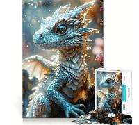 White Magical Baby Dragon Jigsaw for Adults 1000 Pieces Brain Memory Game Laser Cut for Flawless Fit Unique Gift for Stress Relief (38x52cm)