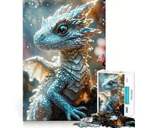 White Magical Baby Dragon Jigsaw Puzzle 1000 Think Boost Game Tight Lock No Loose Pieces Interactive Brain Challenge for Home (38x26cm)