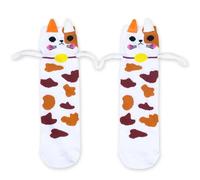 White Magnetic Odd Socks with Playful 3D Cat Design, Novelty Magnetic Socks for Couples and Best Friends, Fun Couple Gifts with Interactive Holding Hands Feature