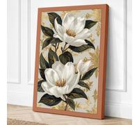 White Magnolia Bloom Canvas Wall Art Print 18x12 Inch