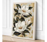 White Magnolia Bloom Canvas Wall Art Print 18x12 Inch