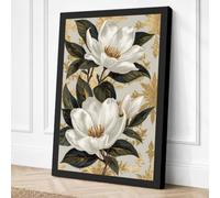 White Magnolia Bloom Canvas Wall Art Print 18x12 Inch
