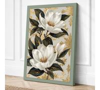 White Magnolia Bloom Canvas Wall Art Print 24x16 Inch
