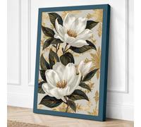 White Magnolia Bloom Canvas Wall Art Print 30x20 Inch