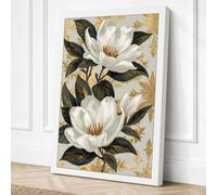 White Magnolia Bloom Canvas Wall Art Print 30x20 Inch