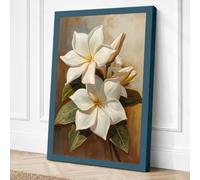 White Magnolia Blooms Canvas Wall Art Print 18x12 Inch