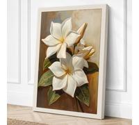 White Magnolia Blooms Canvas Wall Art Print 24x16 Inch