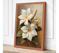 White Magnolia Blooms Canvas Wall Art Print 24x16 Inch