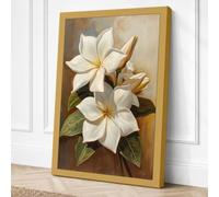 White Magnolia Blooms Canvas Wall Art Print 30x20 Inch