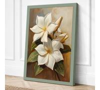 White Magnolia Blooms Canvas Wall Art Print 30x20 Inch