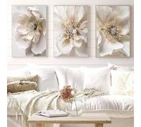 White Magnolia Canvas Wall Art Modern Floral Painting Peony Flower Pictures Blooming Flowers Wall Art White Floral Print Magnolia Flower Painting Large White Modern Flower Wall Art 16x24inx3 No Frame
