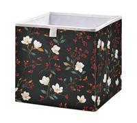 White Magnolia Cube Storage Boxes 28x28x28 cm Square Bins Collapsible Cube Box Organiser for Organising Clothes