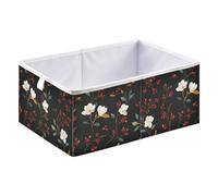 White Magnolia Cube Storage Boxes 40x27x17 cm Square Bins Collapsible Cube Box Organiser for Organising Clothes