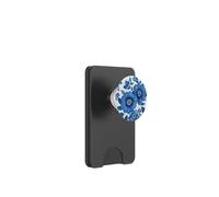 White Magnolia Flowers on Black PopSockets PopWallet for MagSafe