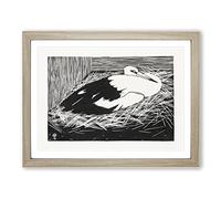 White Maguar Stork By Samuel De Mesquita Classic Painting Framed Print | A2 Oak Framed Wall Art | Ready to Hang | Classic Historical Picture | Living Room Bedroom Lounge Office