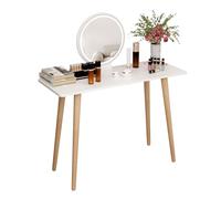 White Makeup Desk with Mirror - Spacious 101cm Vanity Table Nordic Style Dressing Table for Bedroom Elegant Makeup Station Compact and Functional Design t for Home Decor.