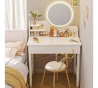 White Makeup Vani with Lights Space-Saving Dressing Table for Girls & Women Modern Makeup Stat with Ders Slish Beau Desk (Size: 60 * 40 * 126cm)
