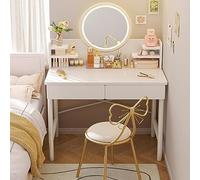White Makeup Vani with Lights Space-Saving Makeup Desk for Girls & Women Modern Dressing Table with Ders 80x40x126cm Makeup Stat