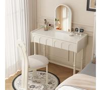 White Makeup Vanity with Mirror, Sturdy Wooden Dressing Table with Drawers, Easy Assembly, 80cm/31.5in - Stylish Makeup Station for Home Decor and Beauty Essentials