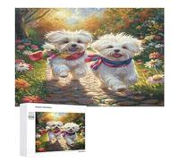 White Maltese 1000 Piece Jigsaw Puzzles All Ages Pet Dog Jigsaws Evening Wind-Down Activity Challenging Home Decor Stress Relief 1000 PCS